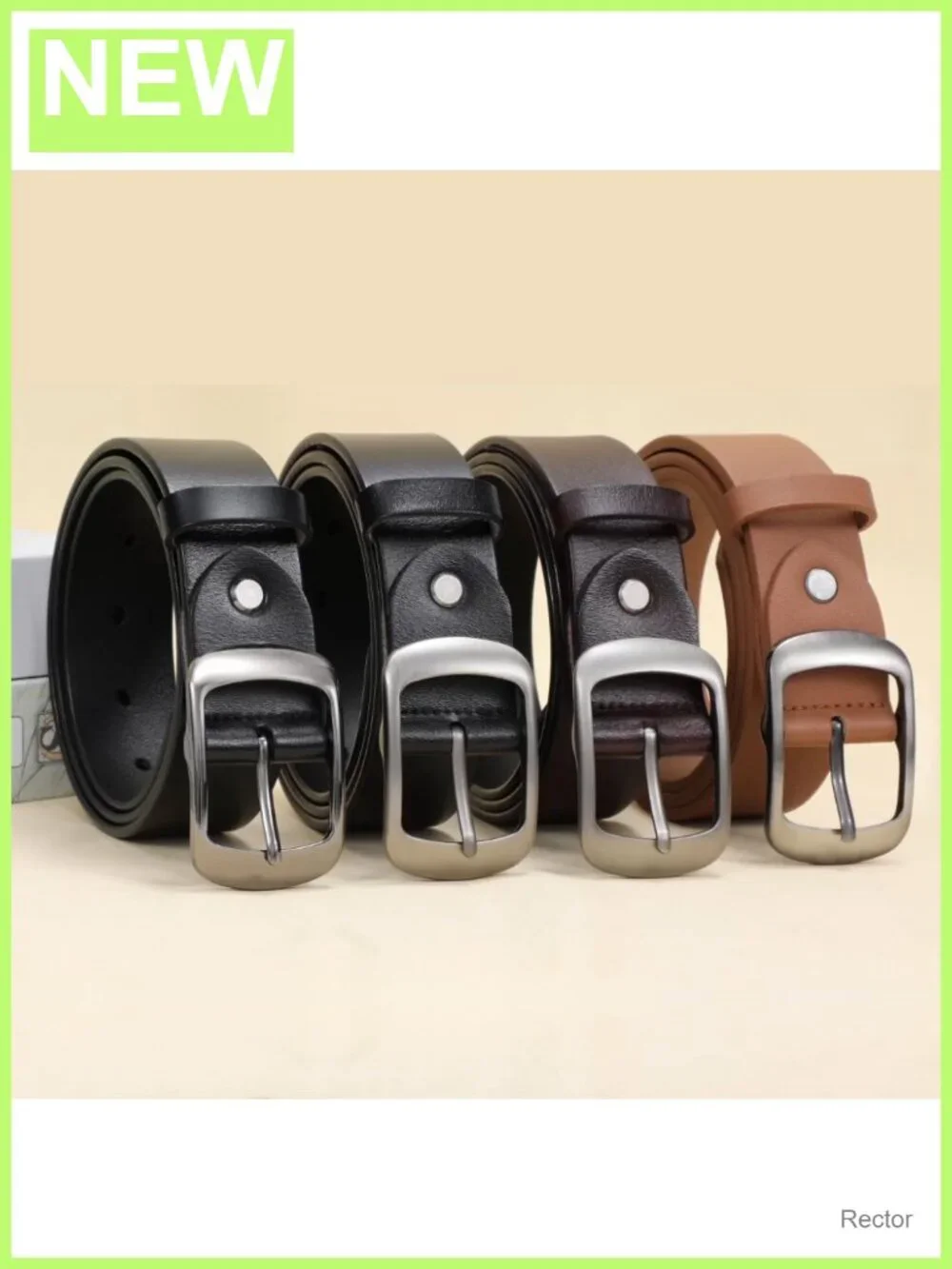 Genuine Leather Belt with Metal Pin Buckle for Women